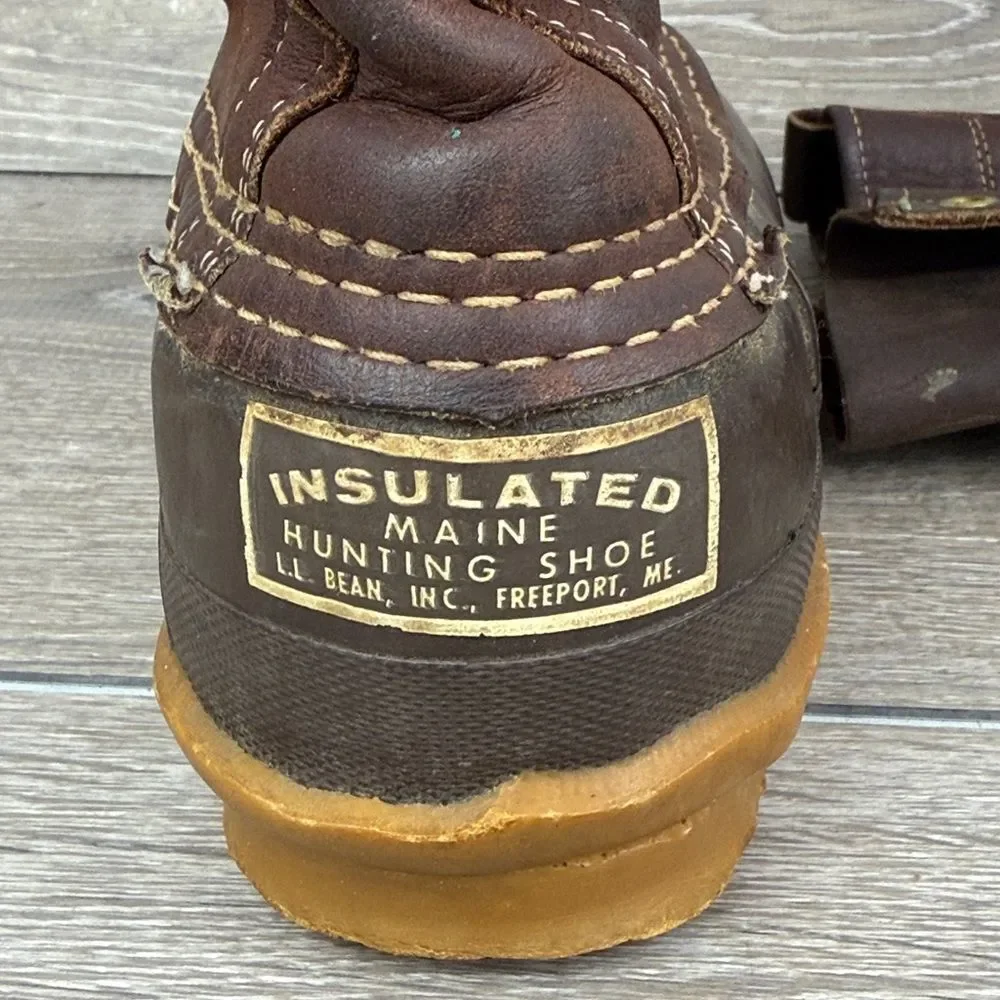 LL Bean Maine Hunting Shoe Men’s Sz 5D Brown Leather 8-Eye Waterproof Duck Boots